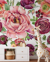 Large Watercolor Peonies Wallpaper